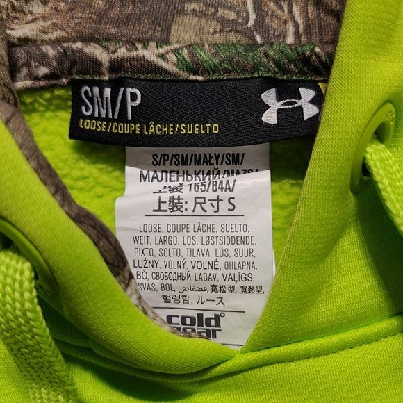 Under Armour Men's UA Storm Lime/Camo Small Pullover Hoodie Cold Gear - Picture 6 of 7